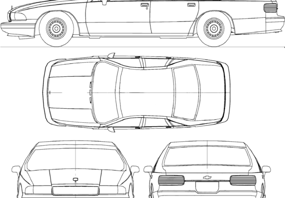 Chevrolet Caprice Classic (1993) - Шевроле - чертежи, габариты, рисунки автомобиля