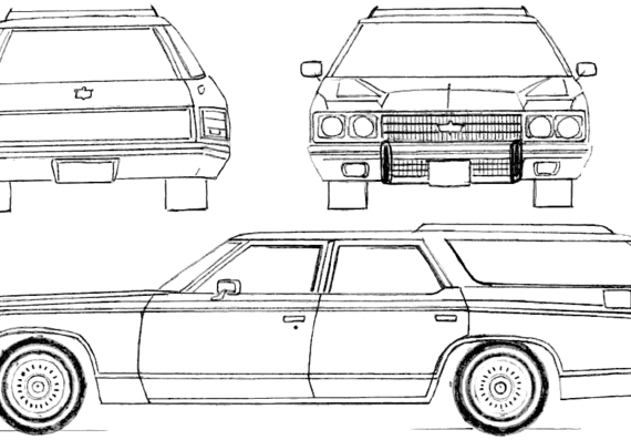 Chevrolet Caprice Estate (1973) - Шевроле - чертежи, габариты, рисунки автомобиля