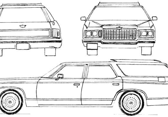 Chevrolet Caprice Estate (1974) - Шевроле - чертежи, габариты, рисунки автомобиля