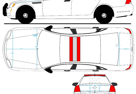 Chevrolet Caprice Police (2013) - Шевроле - чертежи, габариты, рисунки автомобиля