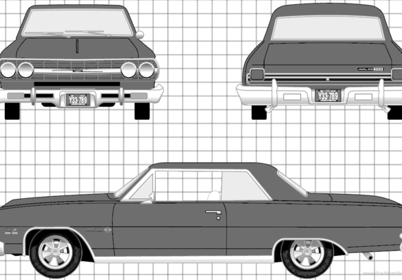 Chevrolet Chevelle SS 396 (1965) - Шевроле - чертежи, габариты, рисунки автомобиля