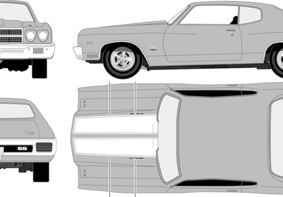 Chevrolet Chevelle SS 454 (1970) - Шевроле - чертежи, габариты, рисунки автомобиля
