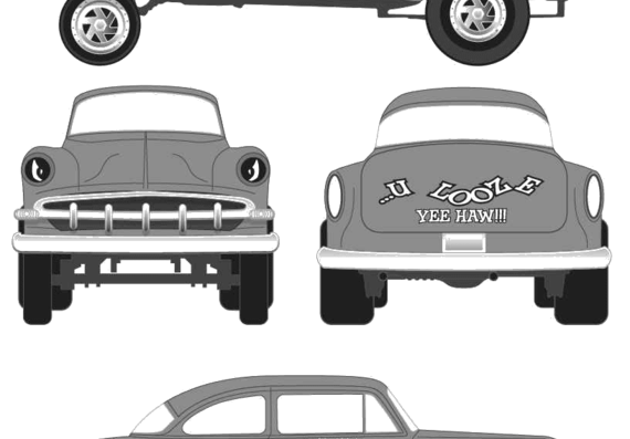 Chevrolet Chevy Gasser (1954) - Шевроле - чертежи, габариты, рисунки автомобиля