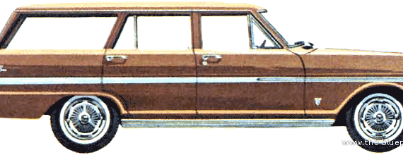 Chevrolet Chevy II 400 Station Wagon (1963) - Шевроле - чертежи, габариты, рисунки автомобиля