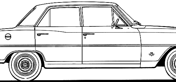 Chevrolet Chevy II Nova 4-Door Sedan (1966) - Шевроле - чертежи, габариты, рисунки автомобиля