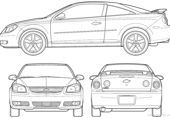 Chevrolet Cobalt Coupe (2006) - Шевроле - чертежи, габариты, рисунки автомобиля