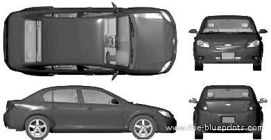 Chevrolet Cobalt Sedan (2005) - Шевроле - чертежи, габариты, рисунки автомобиля