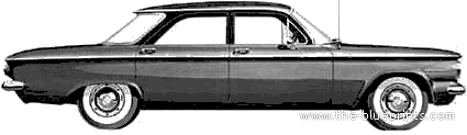 Chevrolet Corvair Sedan (1960) - Шевроле - чертежи, габариты, рисунки автомобиля