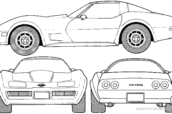 Chevrolet Corvette (1982) - Шевроле - чертежи, габариты, рисунки автомобиля