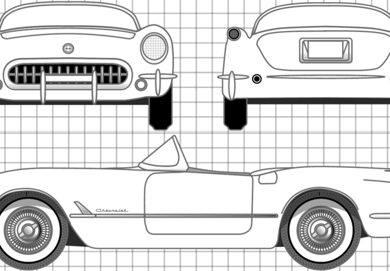Chevrolet Corvette C1 (1953) - Шевроле - чертежи, габариты, рисунки автомобиля