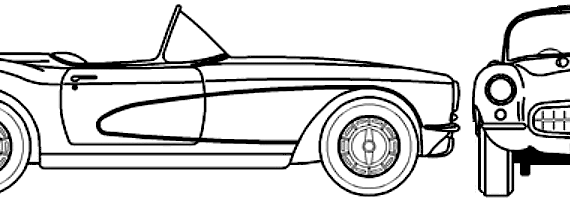 Chevrolet Corvette C1 Convertible (1956) - Шевроле - чертежи, габариты, рисунки автомобиля
