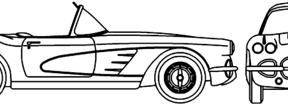 Chevrolet Corvette C1 Convertible (1962) - Шевроле - чертежи, габариты, рисунки автомобиля