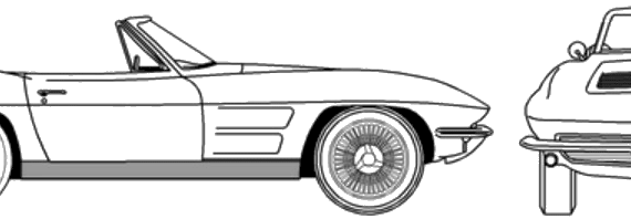 Chevrolet Corvette C2 Convertible (1963) - Шевроле - чертежи, габариты, рисунки автомобиля
