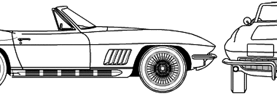 Chevrolet Corvette C2 Convertible (1967) - Шевроле - чертежи, габариты, рисунки автомобиля
