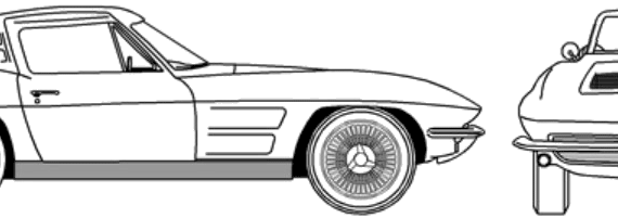 Chevrolet Corvette C2 Coupe (1963) - Шевроле - чертежи, габариты, рисунки автомобиля