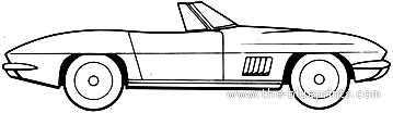 Chevrolet Corvette C2 Stingray Convertible (1964) - Шевроле - чертежи, габариты, рисунки автомобиля