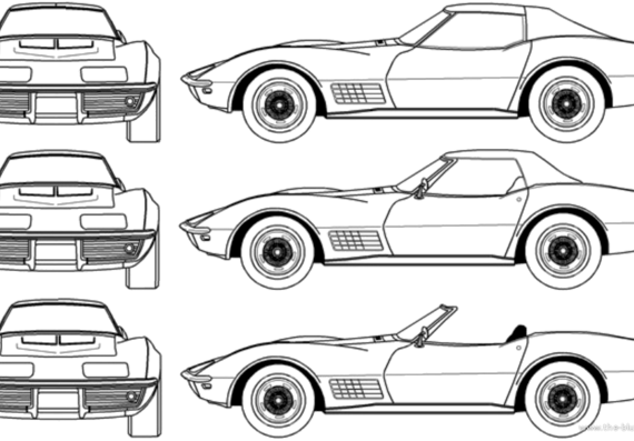 Chevrolet Corvette C3 (1971) - Шевроле - чертежи, габариты, рисунки автомобиля