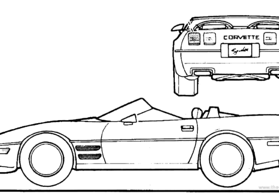 Chevrolet Corvette C4 Spider - Шевроле - чертежи, габариты, рисунки автомобиля