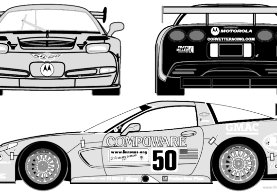 Chevrolet Corvette C5R (2003) - Шевроле - чертежи, габариты, рисунки автомобиля