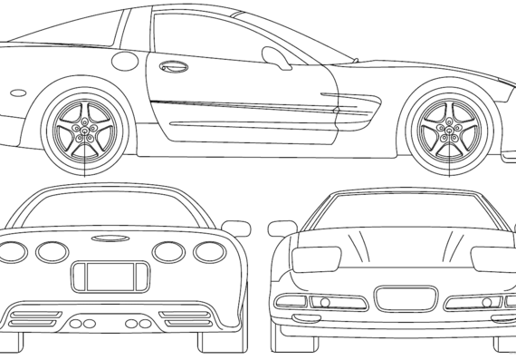 Chevrolet Corvette C5 (2000) - Шевроле - чертежи, габариты, рисунки автомобиля