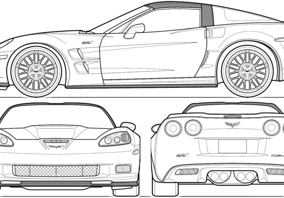 Chevrolet Corvette C6 (2009) - Шевроле - чертежи, габариты, рисунки автомобиля