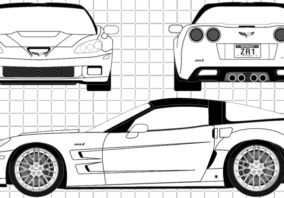 Chevrolet Corvette C6 ZR-1 Coupe (2009) - Шевроле - чертежи, габариты, рисунки автомобиля