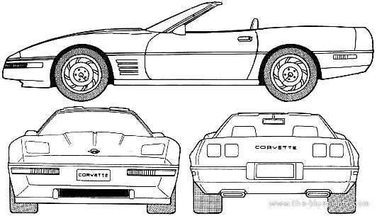 Chevrolet Corvette Convertible (1992) - Шевроле - чертежи, габариты, рисунки автомобиля