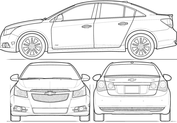 Chevrolet Cruze RS (2010) - Шевроле - чертежи, габариты, рисунки автомобиля