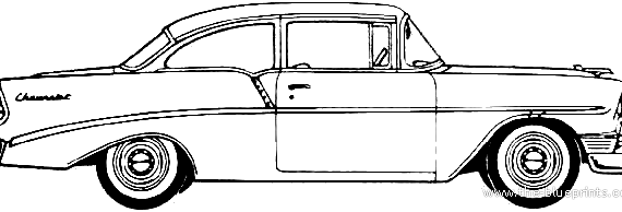 Chevrolet Delray 2-Door Club Coupe (1956) - Шевроле - чертежи, габариты, рисунки автомобиля