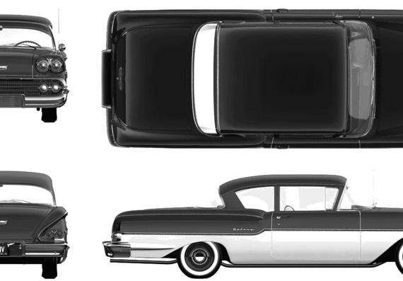 Chevrolet Delray 2-Door Sedan (1958) - Шевроле - чертежи, габариты, рисунки автомобиля