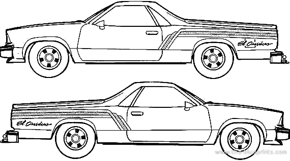 Chevrolet El Camino Custom (1979) - Шевроле - чертежи, габариты, рисунки автомобиля