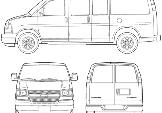 Chevrolet Express Van (2005) - Шевроле - чертежи, габариты, рисунки автомобиля