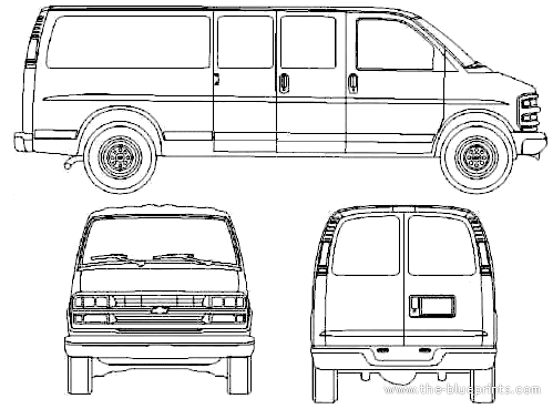 Chevrolet Express Van LWB - Шевроле - чертежи, габариты, рисунки автомобиля