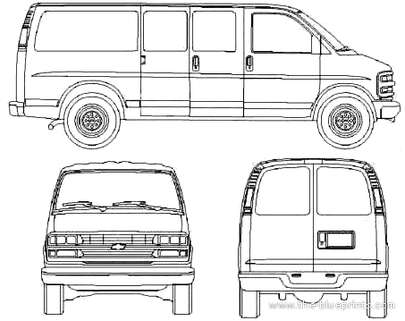 Chevrolet Express Van SWB - Шевроле - чертежи, габариты, рисунки автомобиля