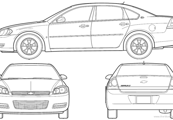 Chevrolet Impala (2006) - Шевроле - чертежи, габариты, рисунки автомобиля