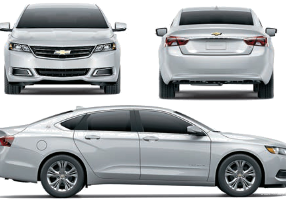 Chevrolet Impala (2014) - Шевроле - чертежи, габариты, рисунки автомобиля