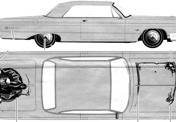 Chevrolet Impala Convertible (1964) - Шевроле - чертежи, габариты, рисунки автомобиля