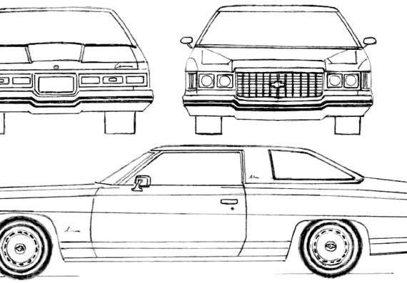 Chevrolet Impala Custom Coupe (1974) - Шевроле - чертежи, габариты, рисунки автомобиля