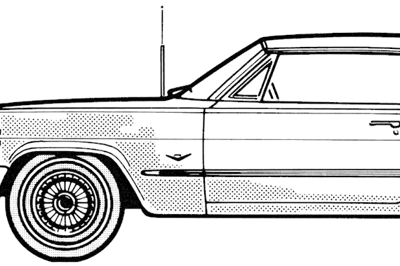 Chevrolet Impala SS Sport Coupe (1963) - Шевроле - чертежи, габариты, рисунки автомобиля
