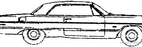 Chevrolet Impala SS Sport Coupe (1964) - Шевроле - чертежи, габариты, рисунки автомобиля