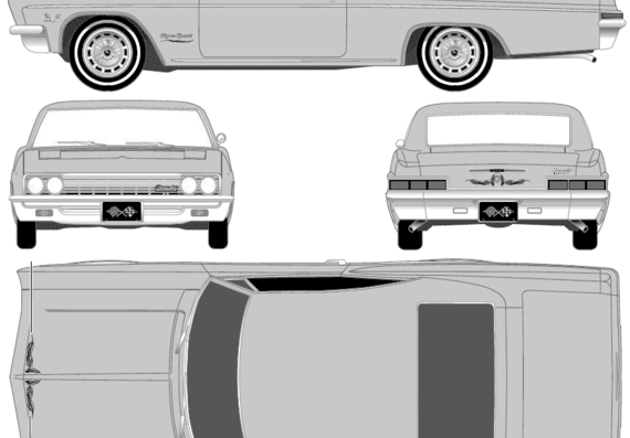 Chevrolet Impala SS Sport Coupe (1966) - Шевроле - чертежи, габариты, рисунки автомобиля