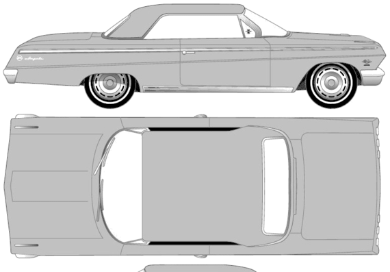 Chevrolet Impala Sport Coupe (1962) - Шевроле - чертежи, габариты, рисунки автомобиля