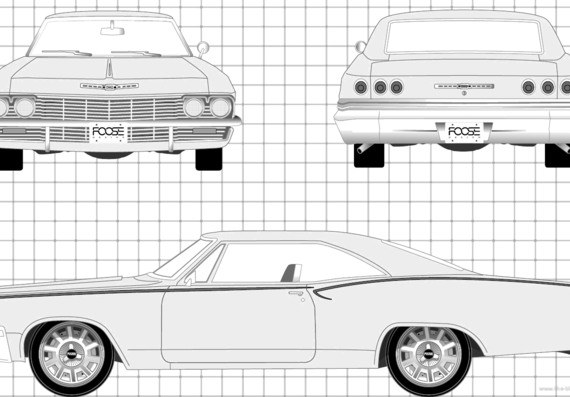 Chevrolet Impala Sport Coupe (1965) - Шевроле - чертежи, габариты, рисунки автомобиля
