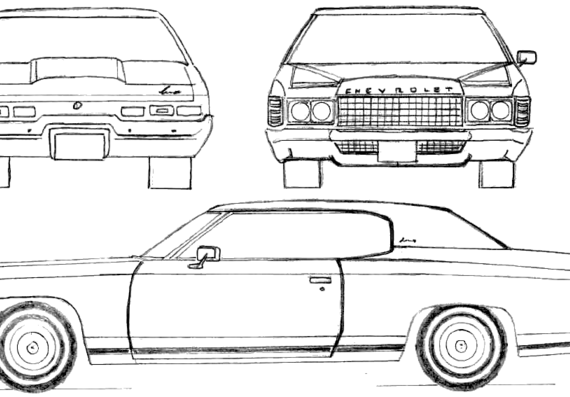Chevrolet Impala Sport Coupe (1971) - Шевроле - чертежи, габариты, рисунки автомобиля