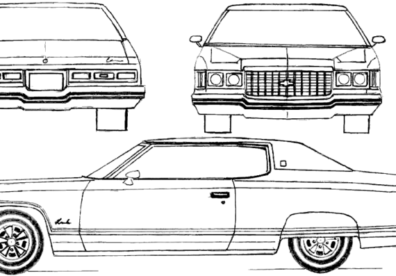 Chevrolet Impala Sport Coupe (1974) - Шевроле - чертежи, габариты, рисунки автомобиля