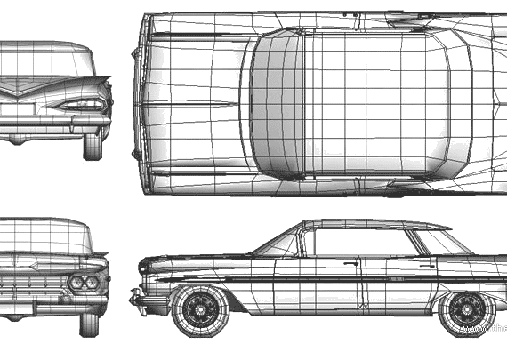 Chevrolet Impala Sport Sedan (1959) - Шевроле - чертежи, габариты, рисунки автомобиля