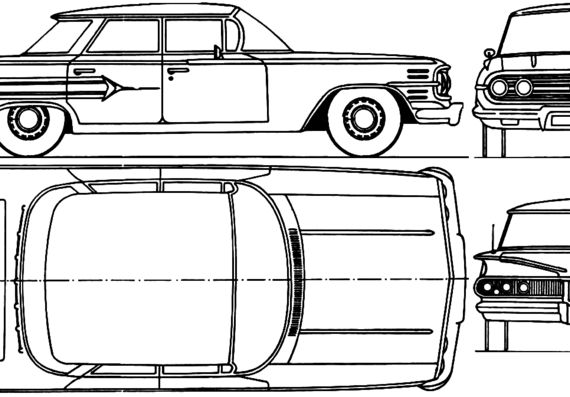 Chevrolet Impala Sport Sedan (1960) - Шевроле - чертежи, габариты, рисунки автомобиля
