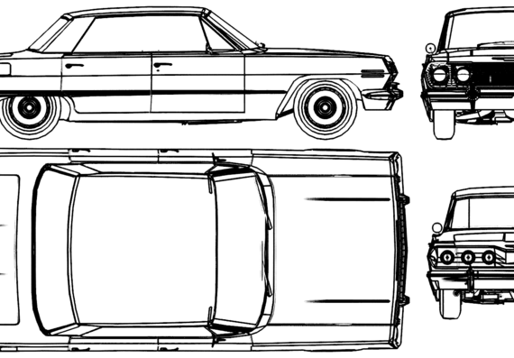 Chevrolet Impala Sport Sedan (1963) - Шевроле - чертежи, габариты, рисунки автомобиля