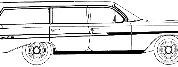 Chevrolet Impala Station Wagon (1961) - Шевроле - чертежи, габариты, рисунки автомобиля