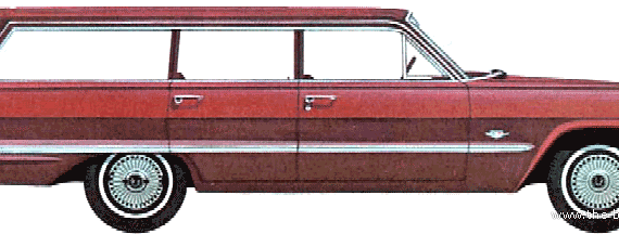Chevrolet Impala Station Wagon (1963) - Шевроле - чертежи, габариты, рисунки автомобиля